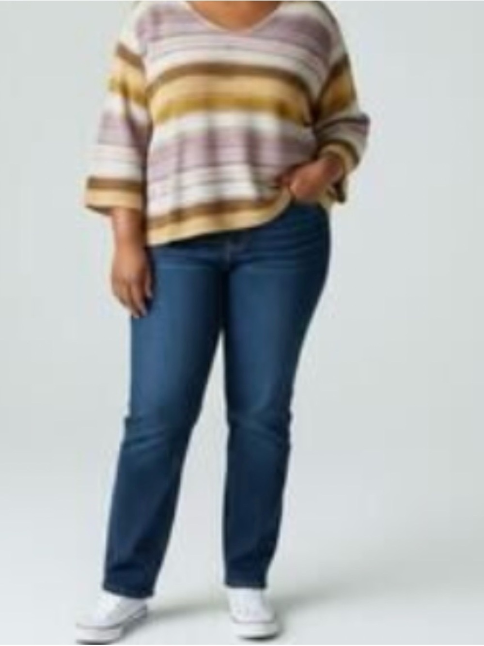 Soft Surroundings PXS  Crochet Striped Sweater